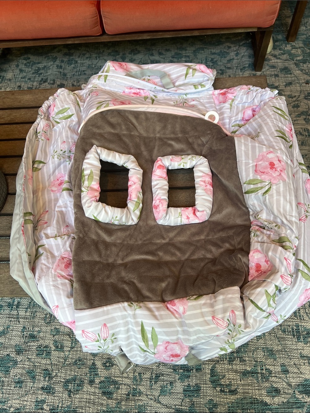 Boppy Floral Pink and Brown Infant shopping cart Cover